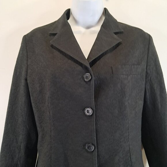 Barneys New York Textured 3 Button Lined Black Blazer Jacket Size 6 - Picture 2 of 9